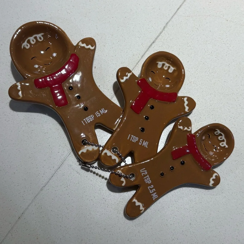 Gingerbread Man Stoneware Ceramic Measuring Spoons
